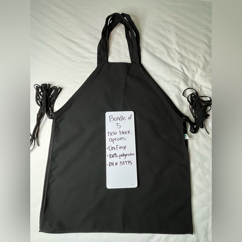 New Black Aprons. Bundle of 5. Unifirst Brand